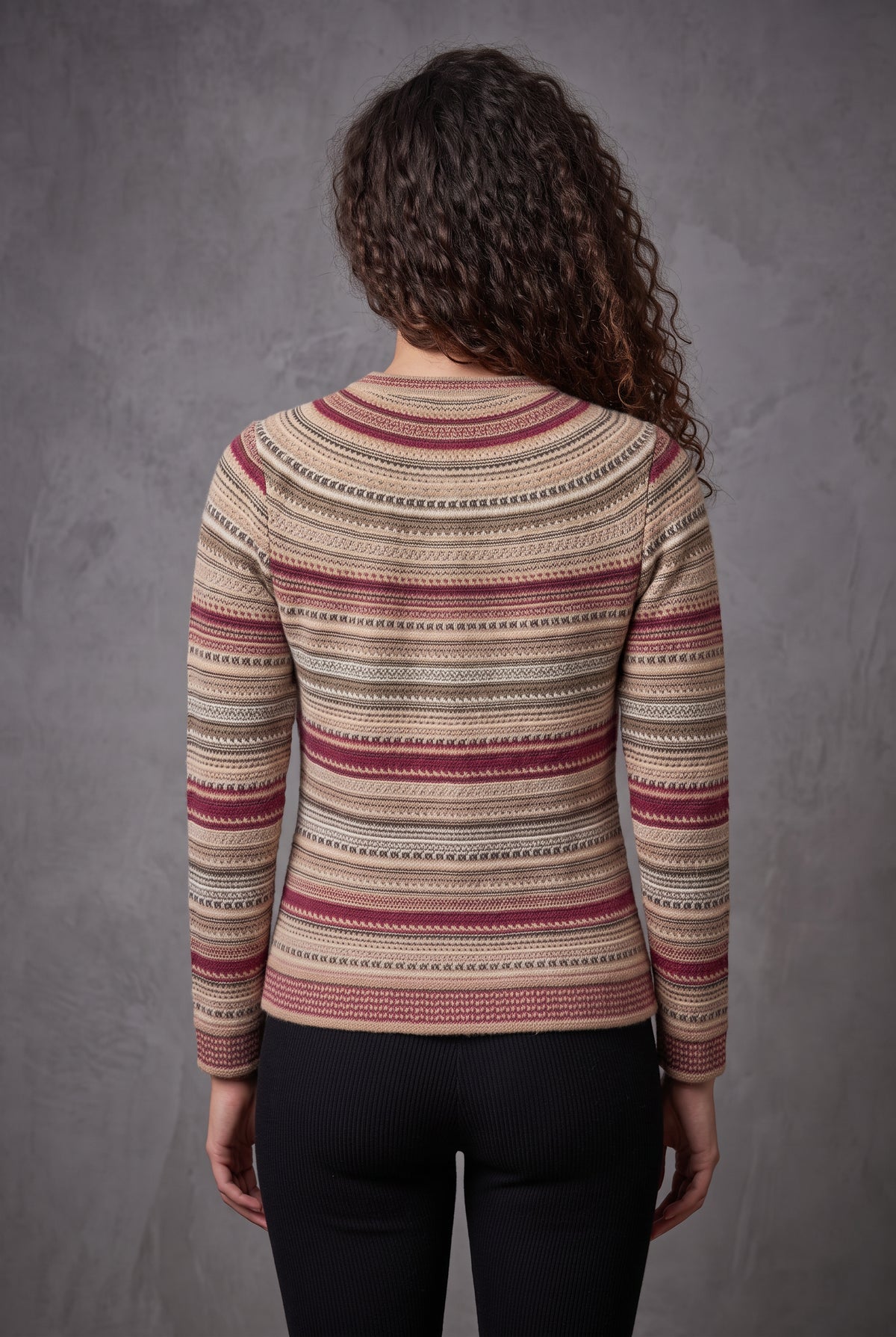 Lachi Women's Sandstone Striped Acrylic Knit Cardigan
