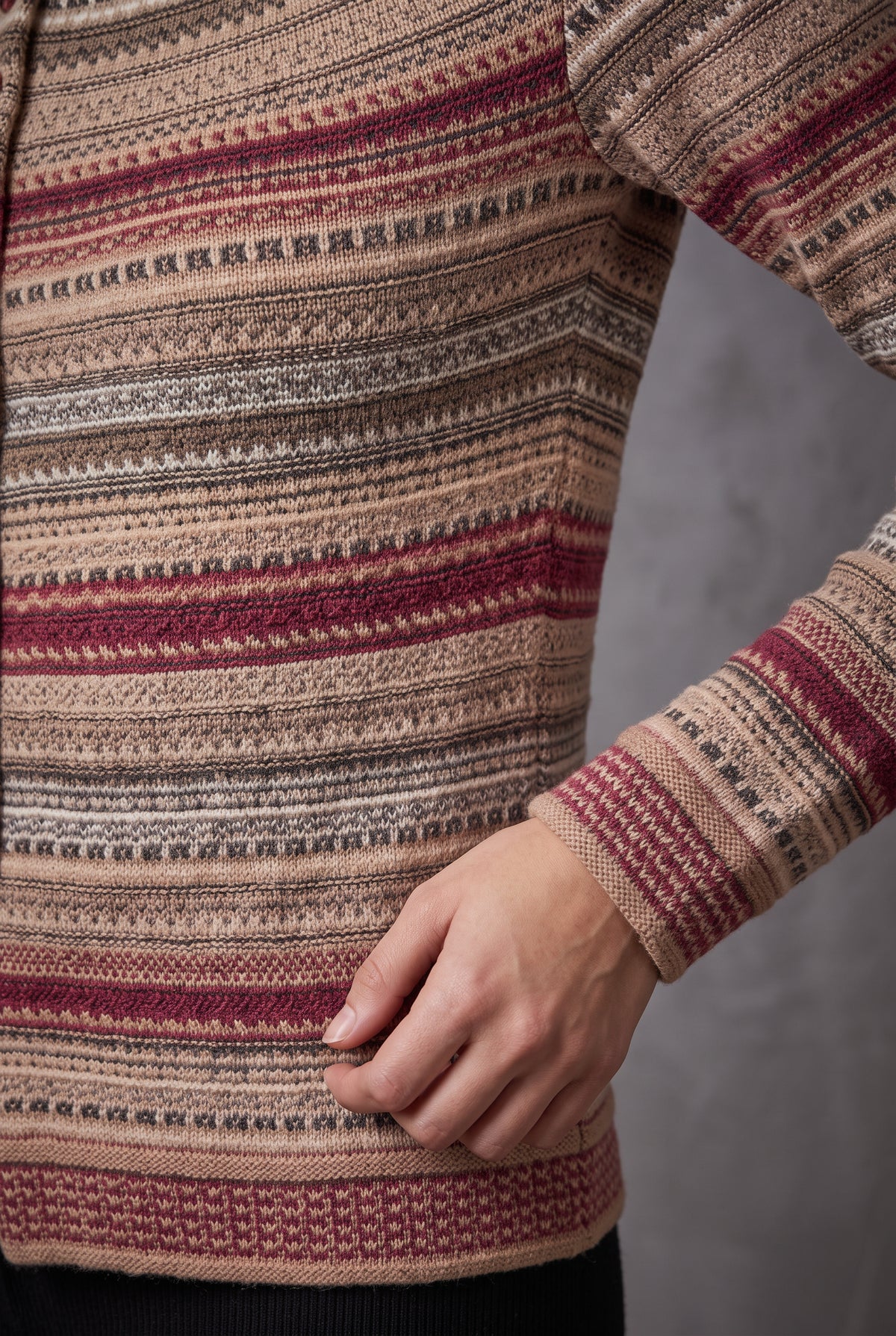 Lachi Women's Sandstone Striped Acrylic Knit Cardigan