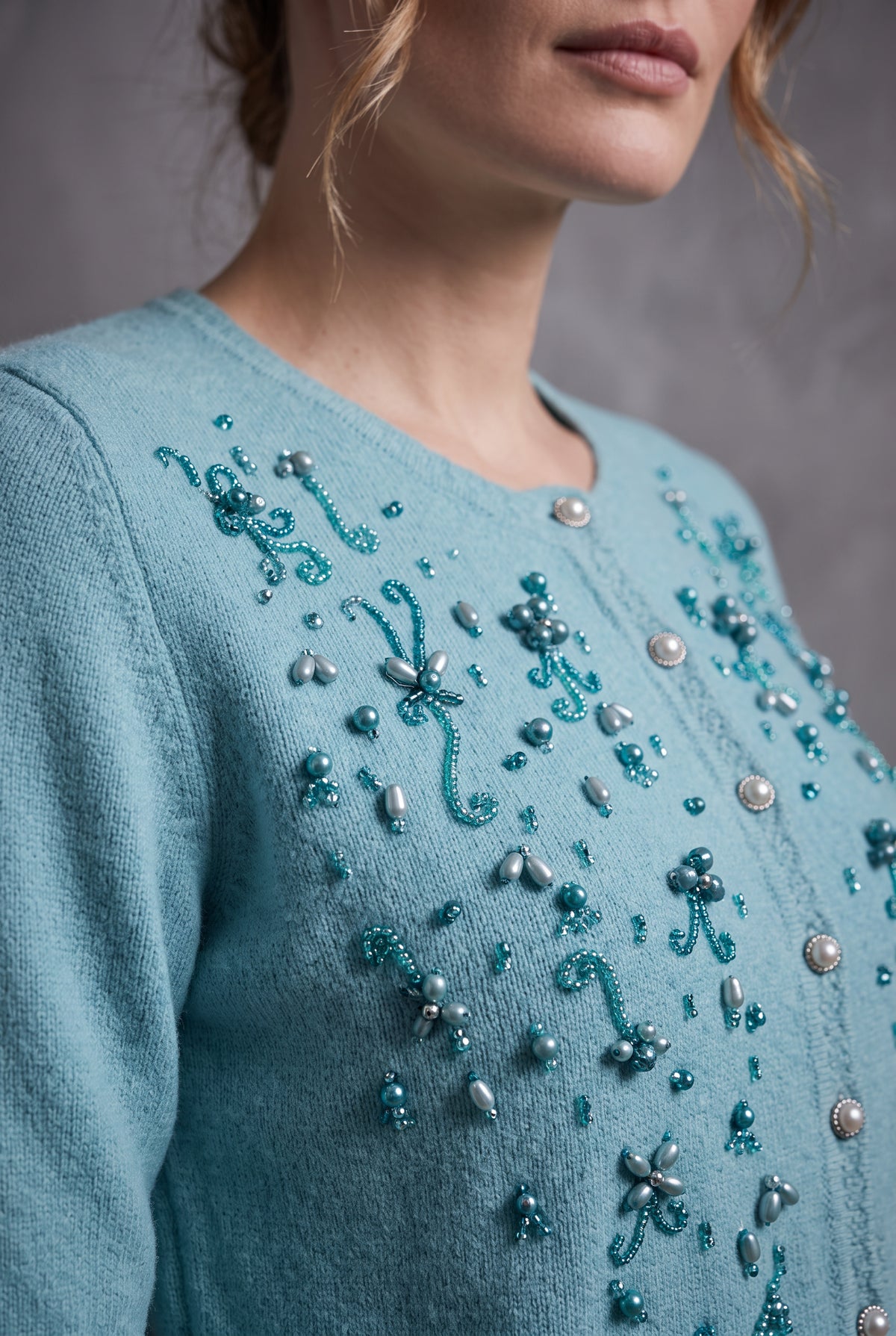 Aqua Pearl Cardigan