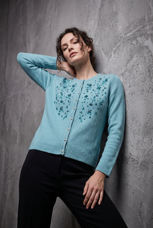 Aqua Pearl Cardigan