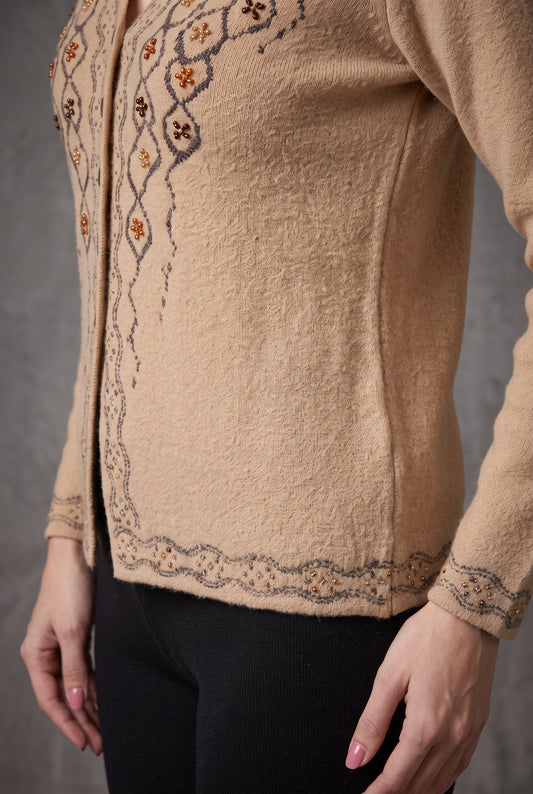 Beige Ikat Cardigan