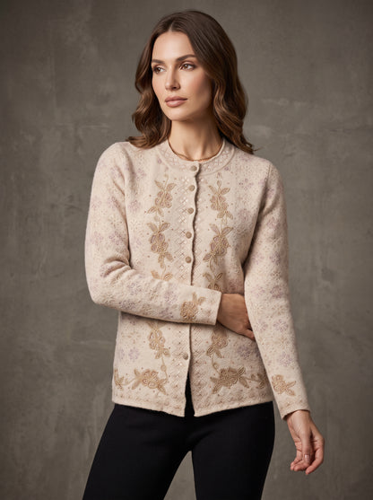Ivory Gold Vine Cardigan