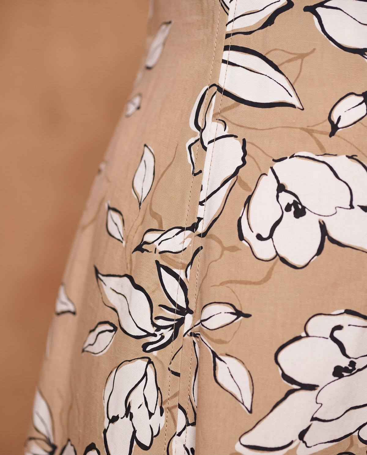 Camel Magnolia Line Midi Dress