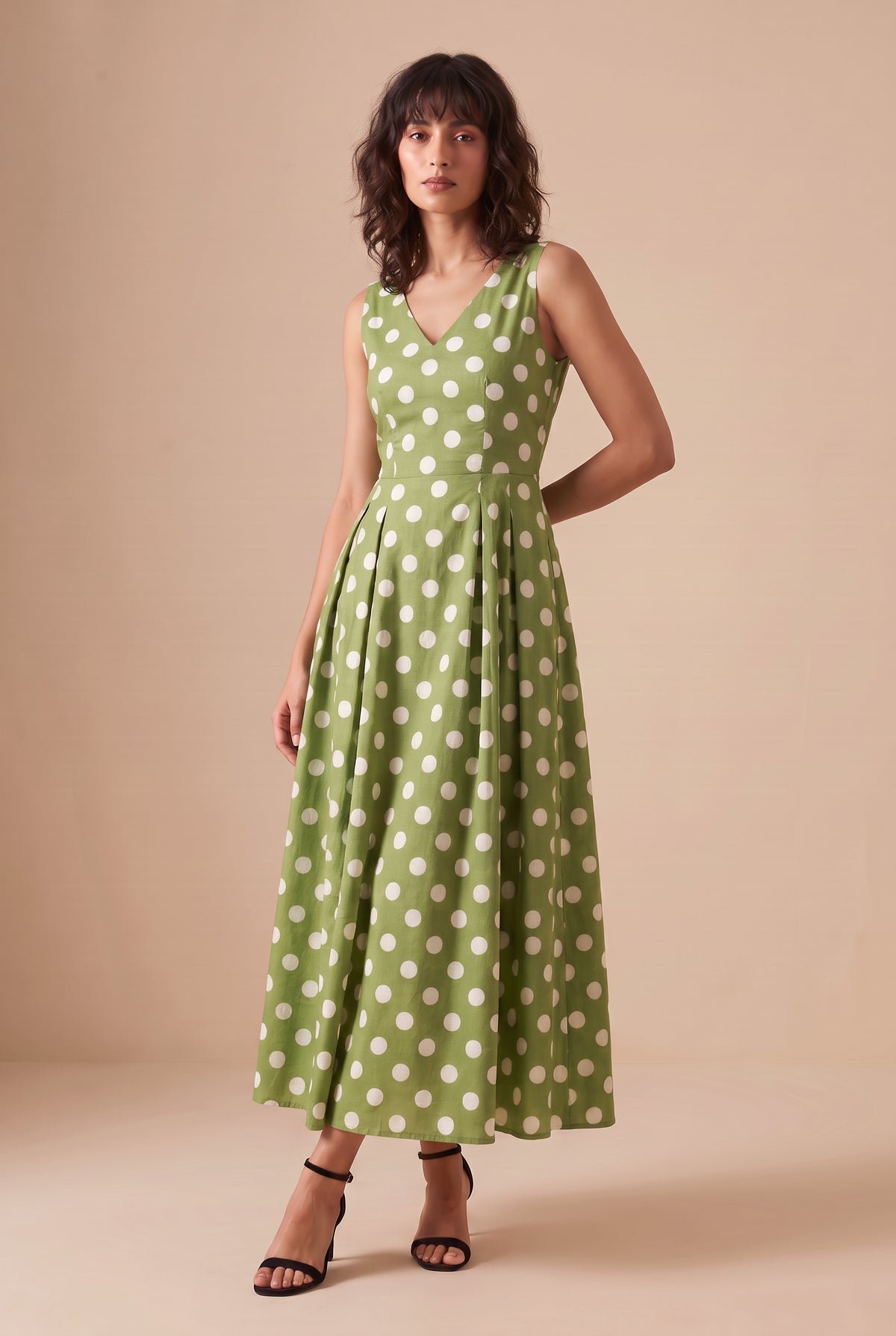 Lachi Women's Polka Dot Print Midi Dress