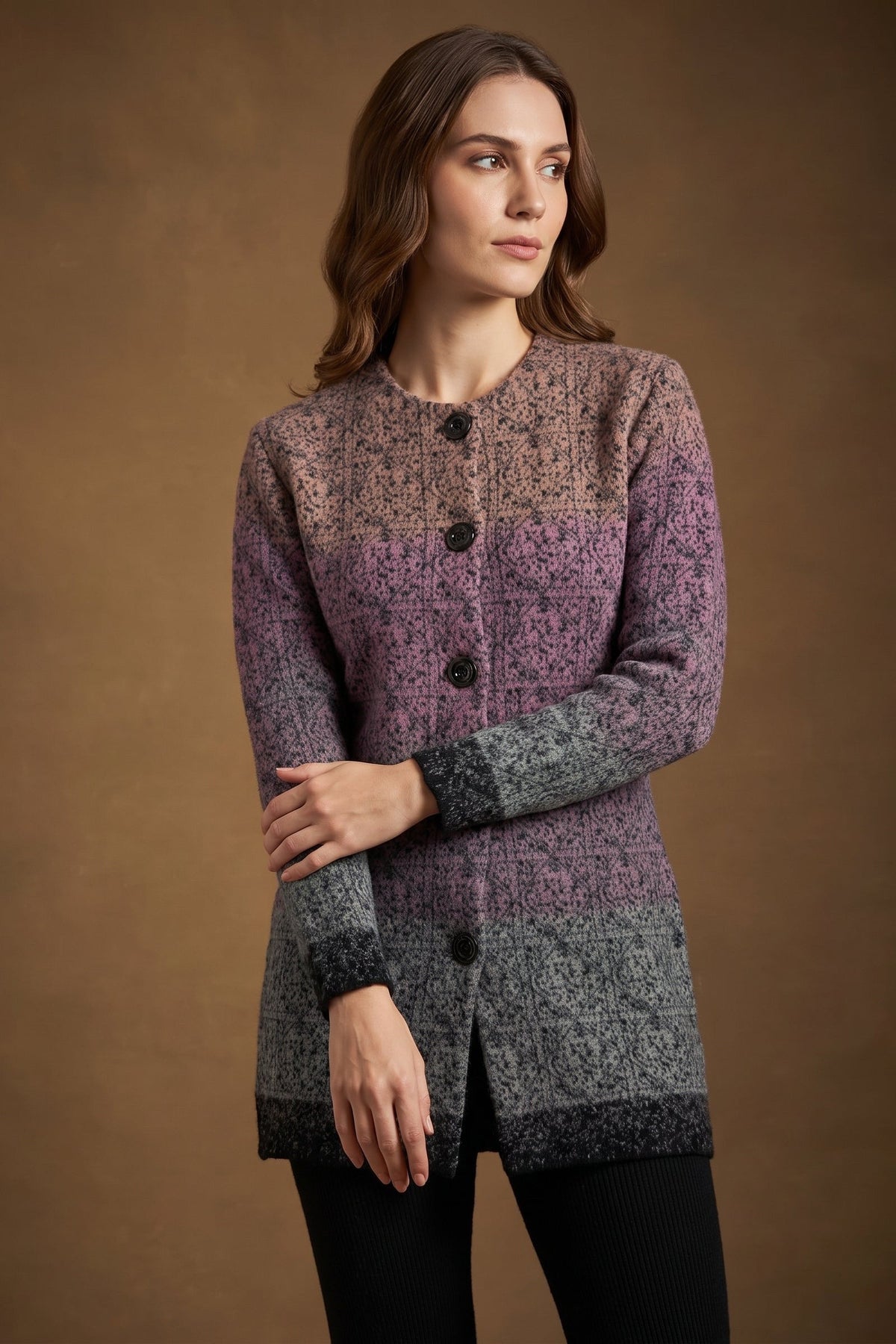 Lachi Women's Heather Grey Knitted Cardigan