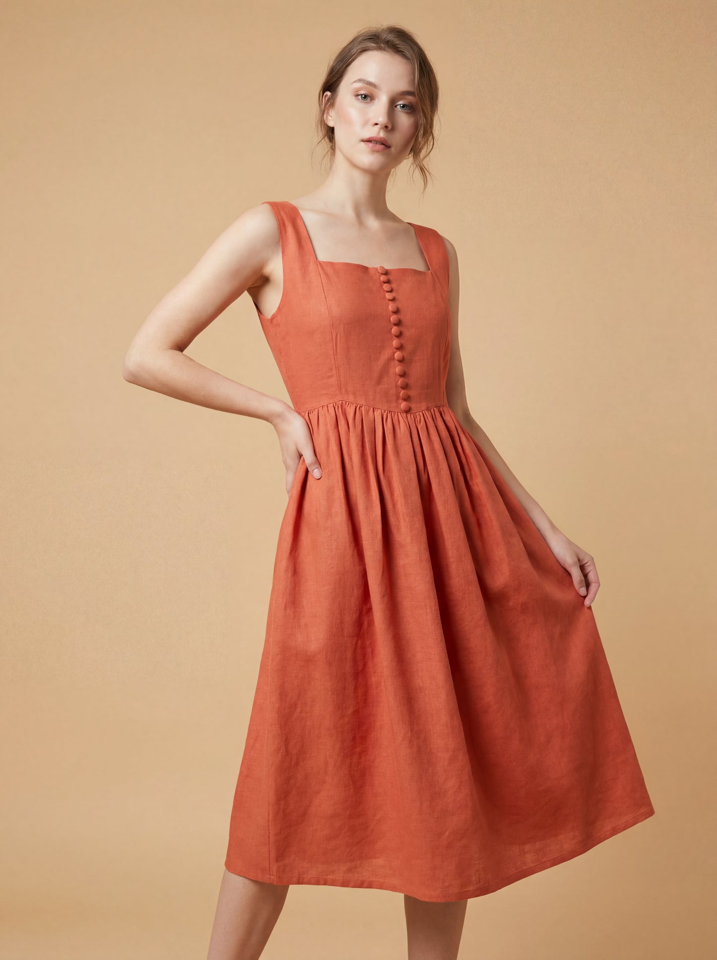 Terracotta Grace Midi Dress