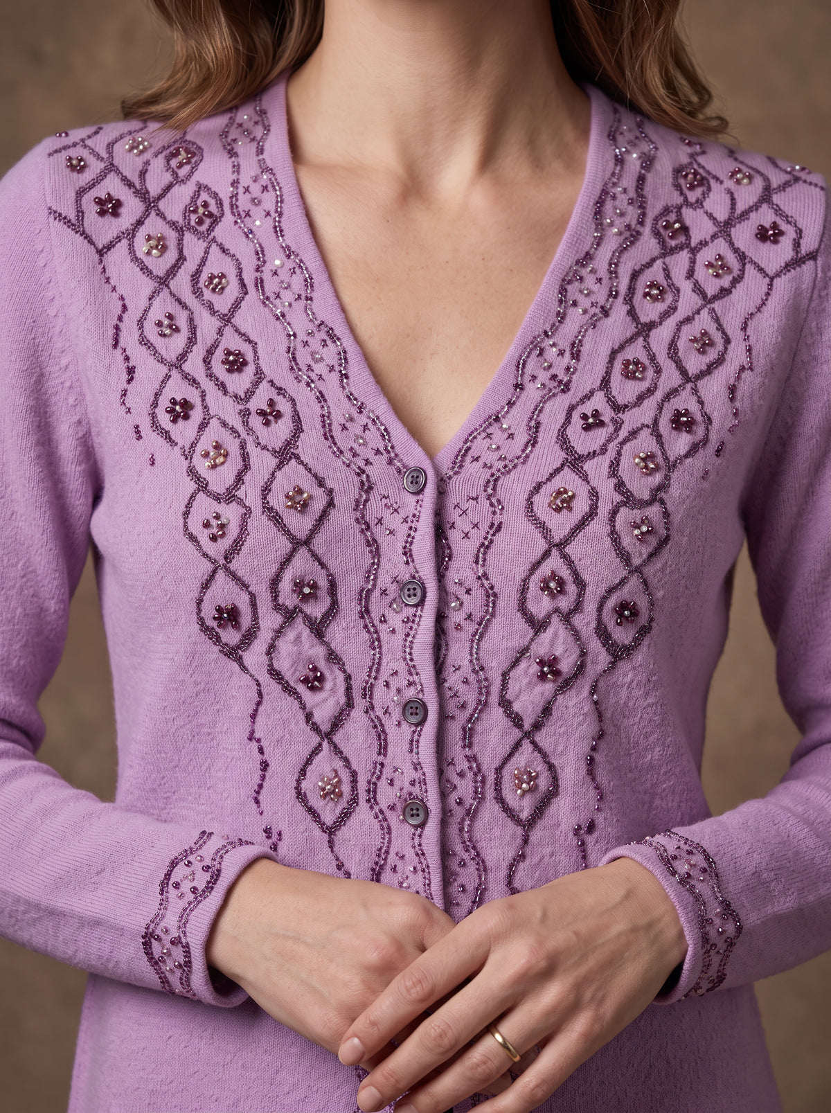 Lilac Trellis Bead Cardigan
