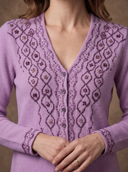Lilac Trellis Bead Cardigan