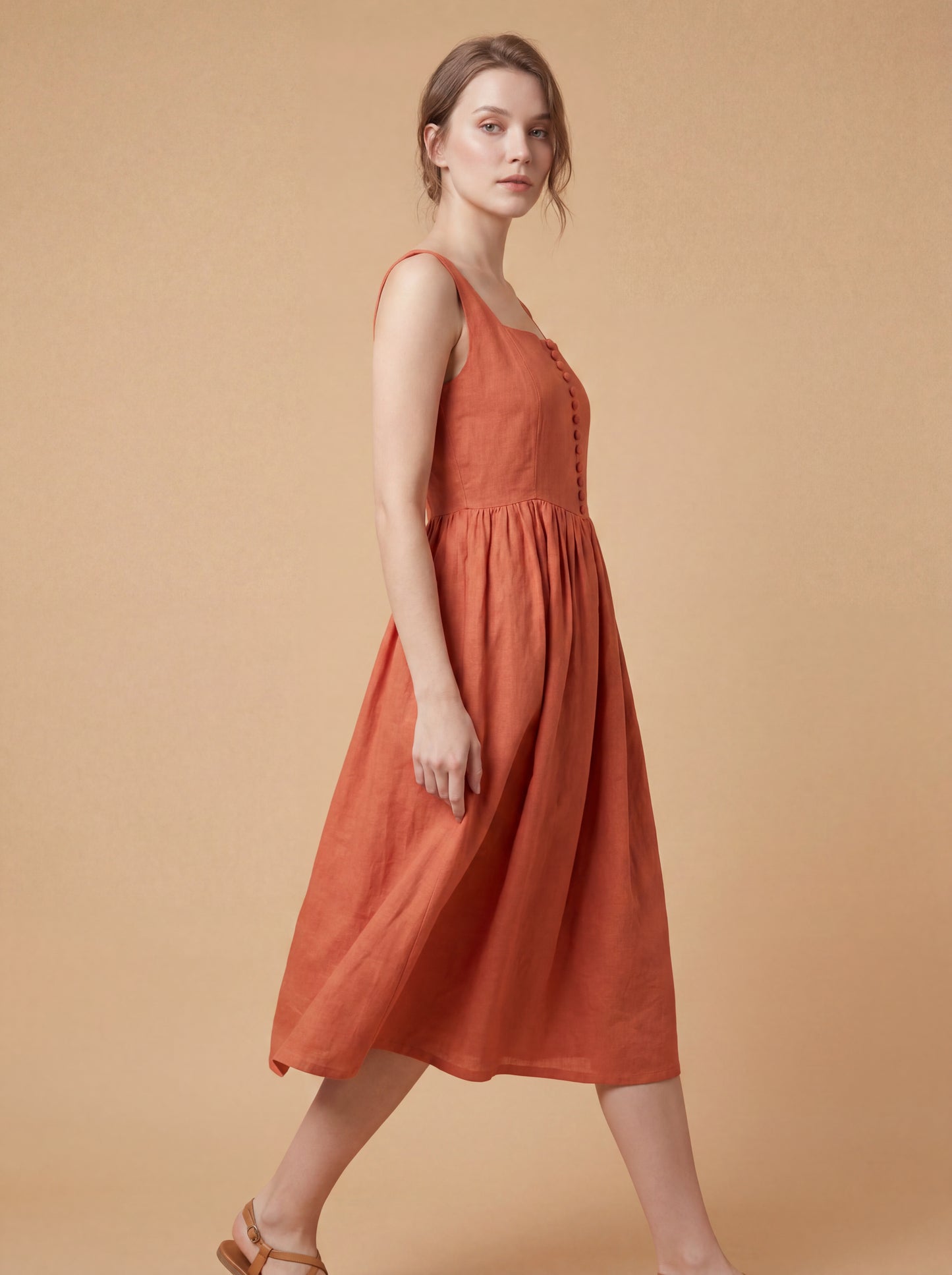 Terracotta Grace Midi Dress