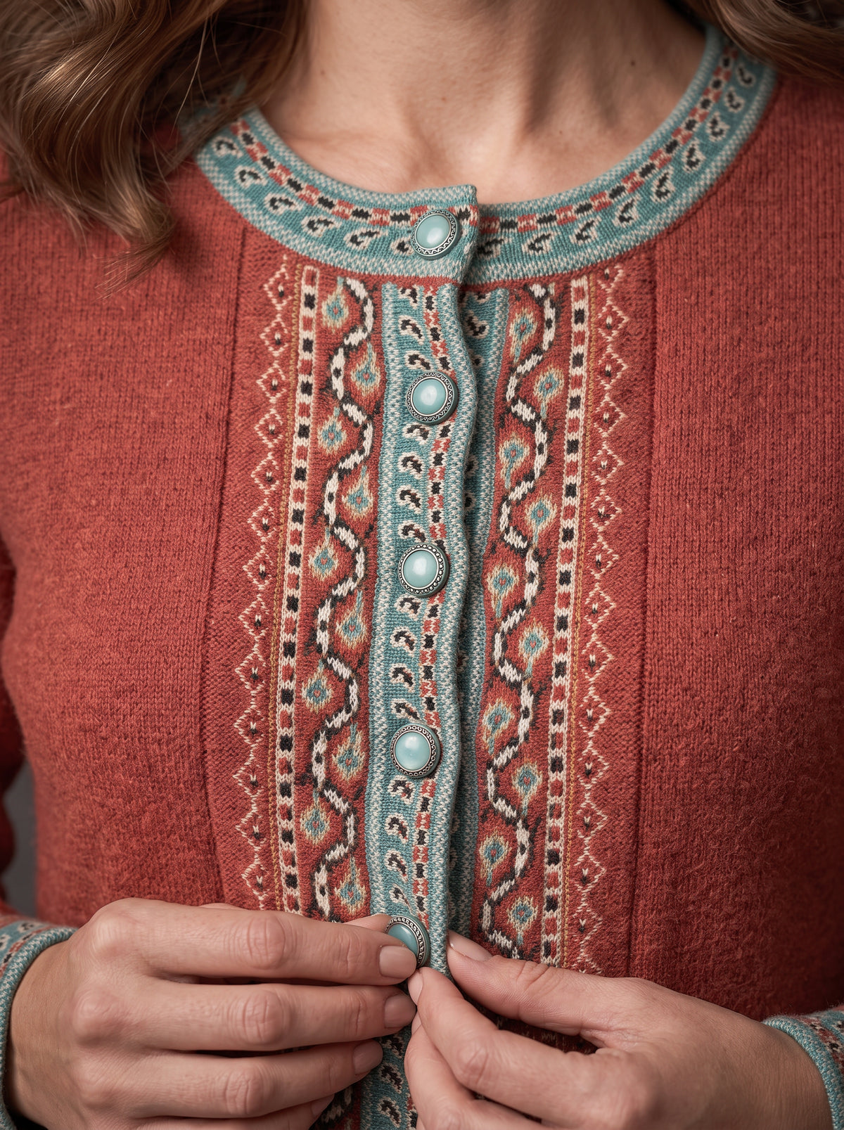 Rust Heritage Placket Cardigan