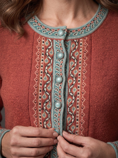 Rust Heritage Placket Cardigan