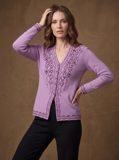 Lilac Trellis Bead Cardigan