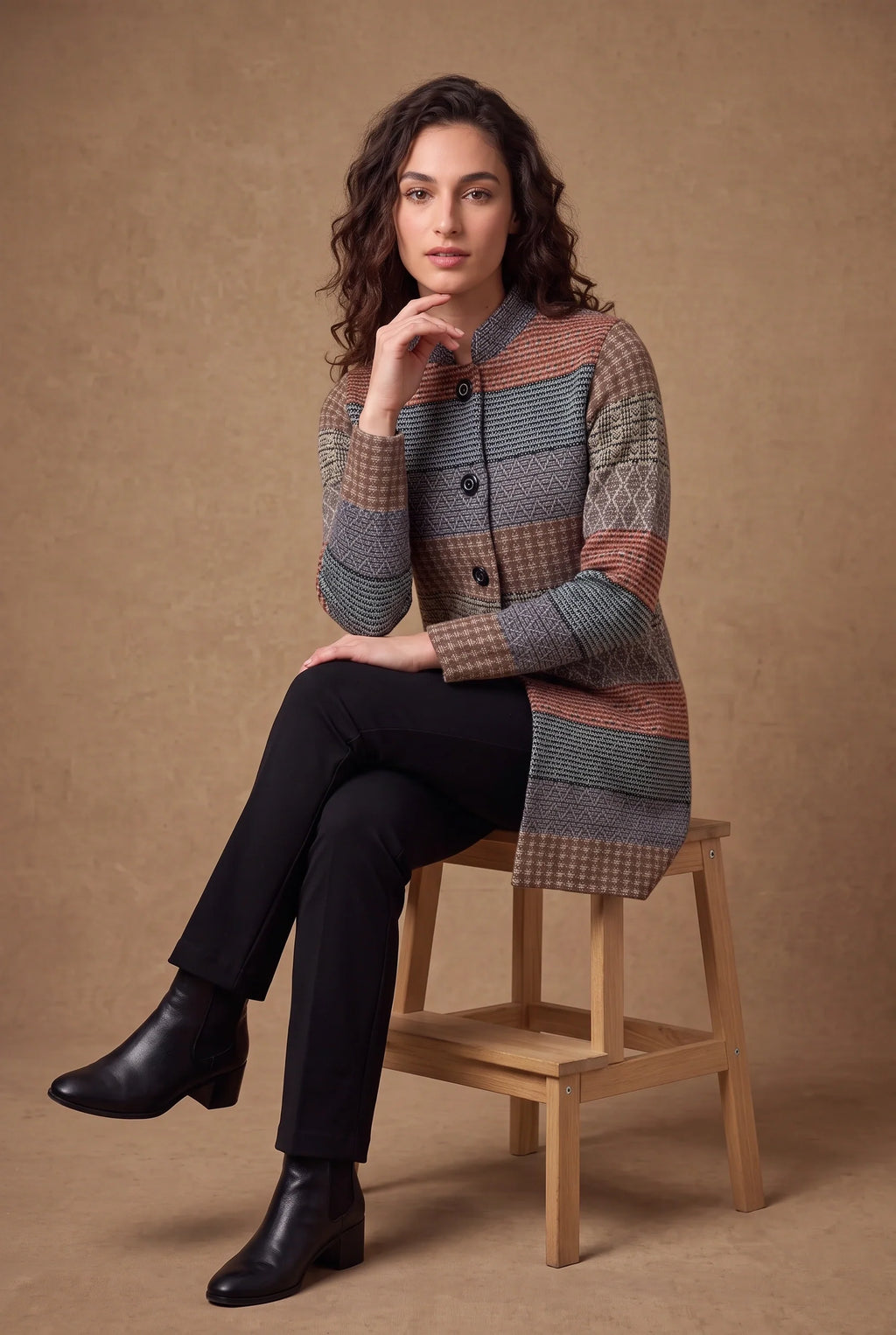 Rust Striped Knitted Cardigan 2