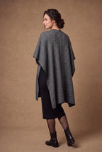 Lachi Women's Grey Marl Knit Open Front Poncho Cape