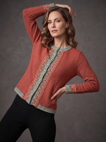 Rust Heritage Placket Cardigan