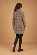 Lachi Women's Mocha Check Textured Knitted Tunic