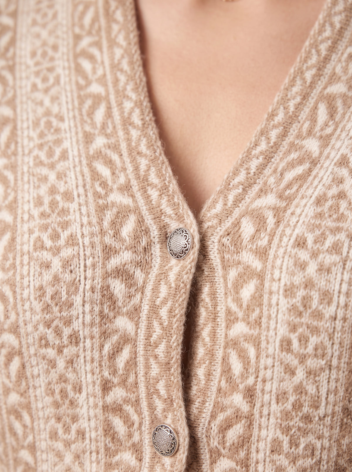Beige Fern Column Cardigan