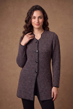 Lachi Women's Heather Mauve Diamond Weave Knitted Cardigan