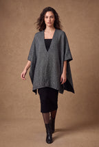 Lachi Women's Grey Marl Knit Open Front Poncho Cape