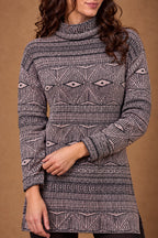 Lachi Women's Rose Taupe Geometric Jacquard Knitted Tunic