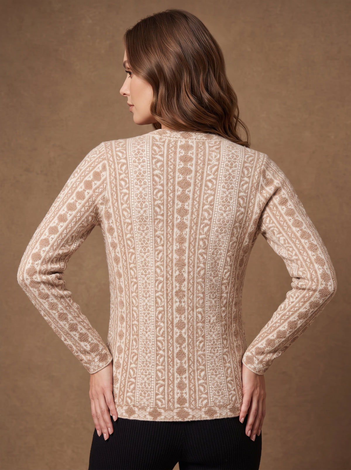 Beige Fern Column Cardigan