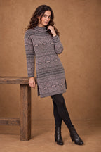 Lachi Women's Rose Taupe Geometric Jacquard Knitted Tunic