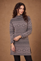 Lachi Women's Rose Taupe Geometric Jacquard Knitted Tunic