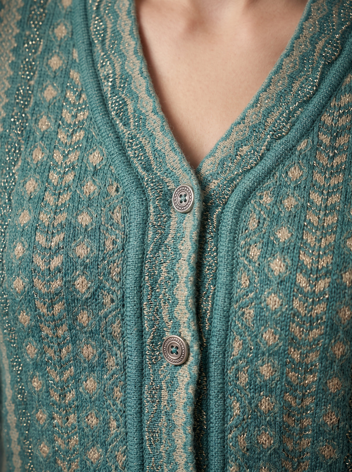 Teal Nordic Stripe Cardigan