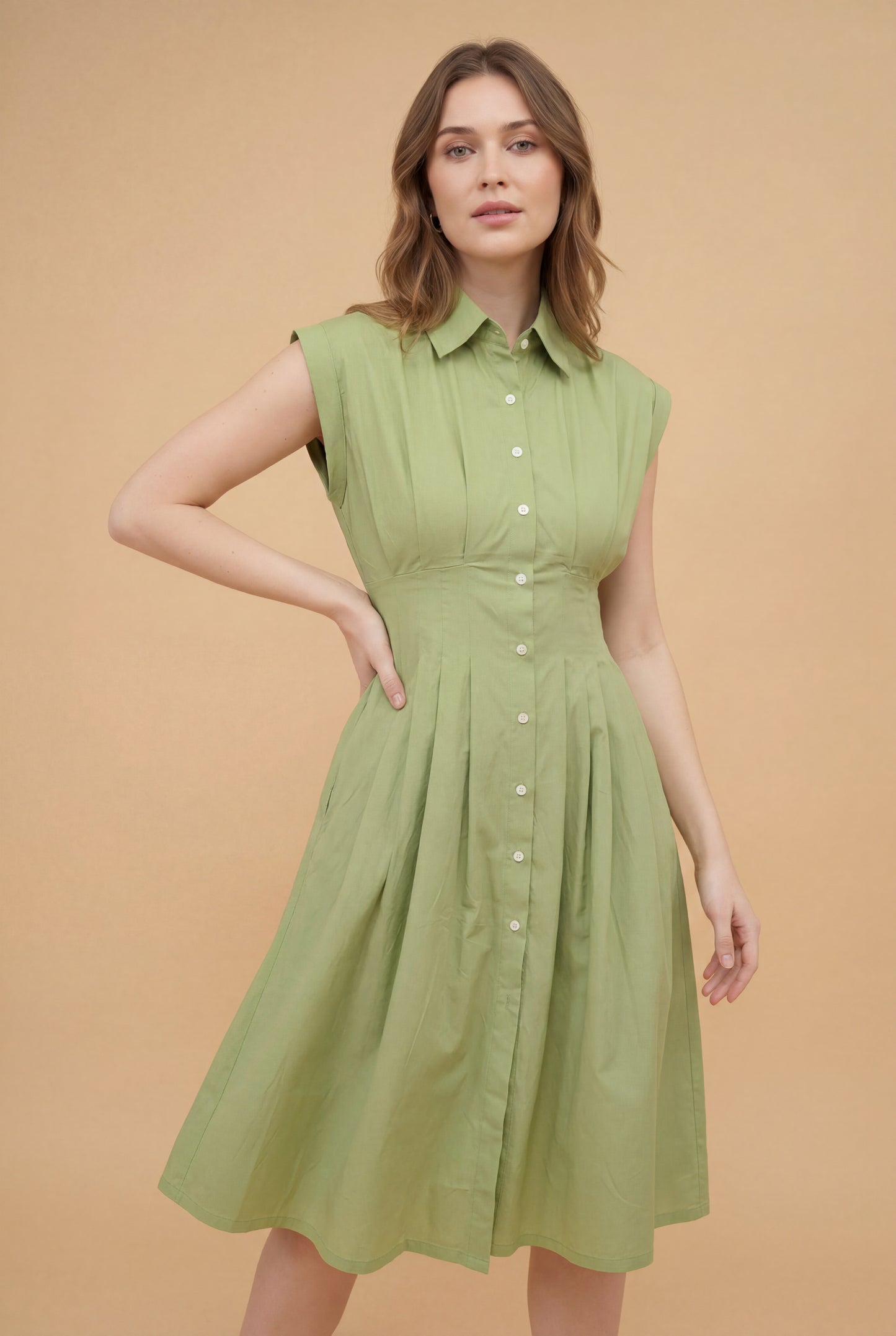 Sage Elegance Midi Dress