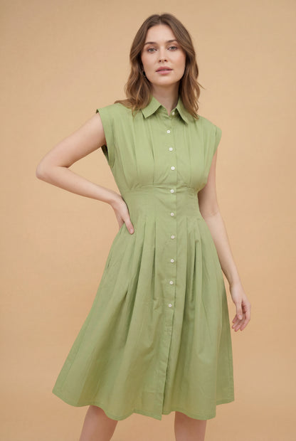 Sage Elegance Midi Dress