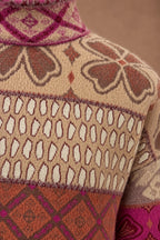 Lachi Women's Magenta Heritage Border Jacquard Knitted Tunic