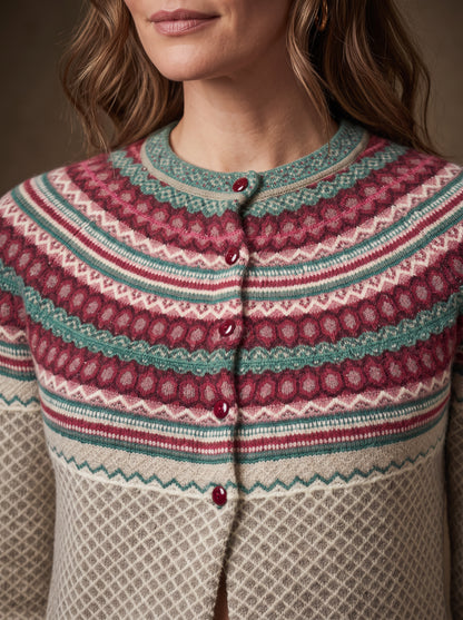 Cream Berry Yoke Cardigan