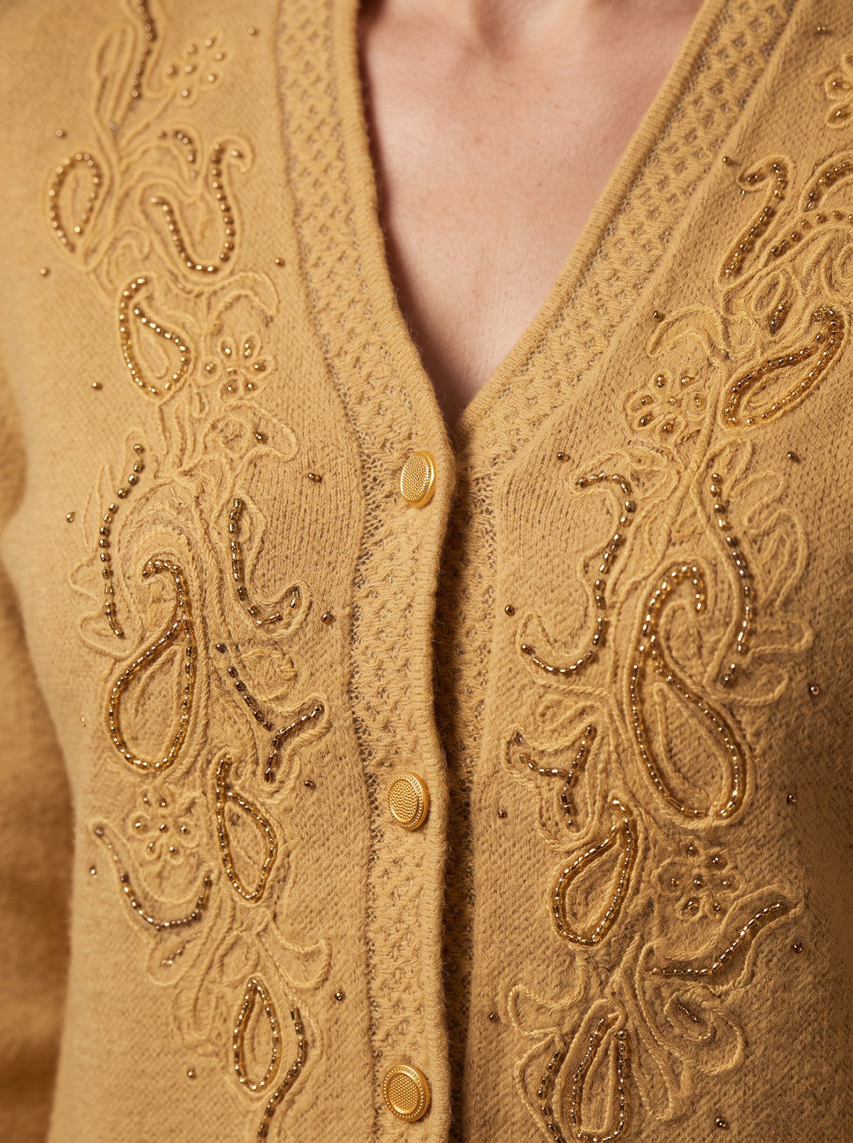 Mustard Paisley Cord Cardigan