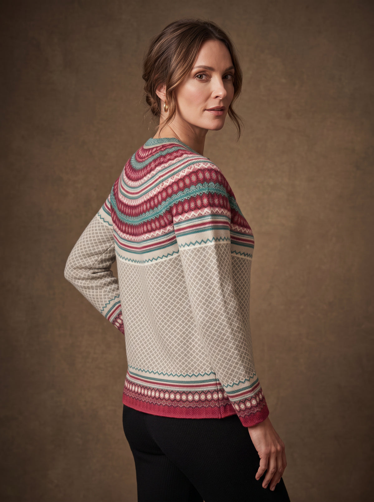 Cream Berry Yoke Cardigan
