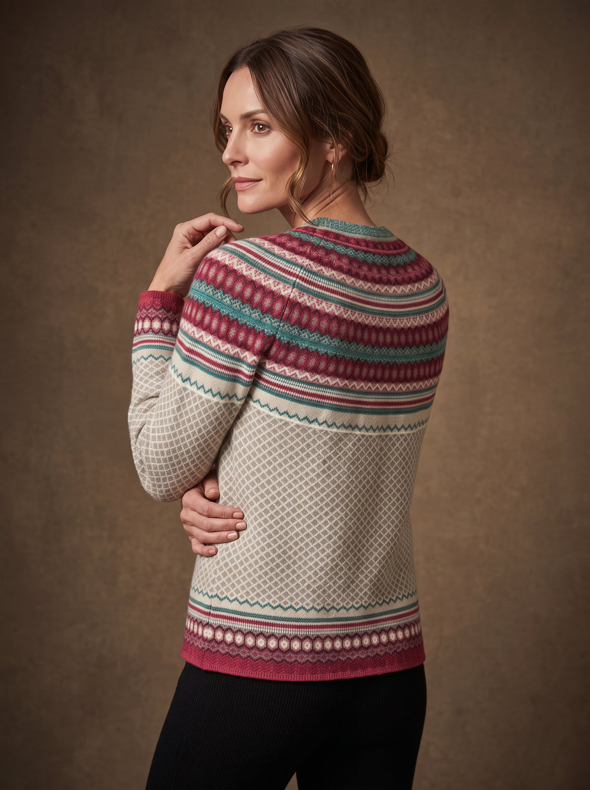 Cream Berry Yoke Cardigan