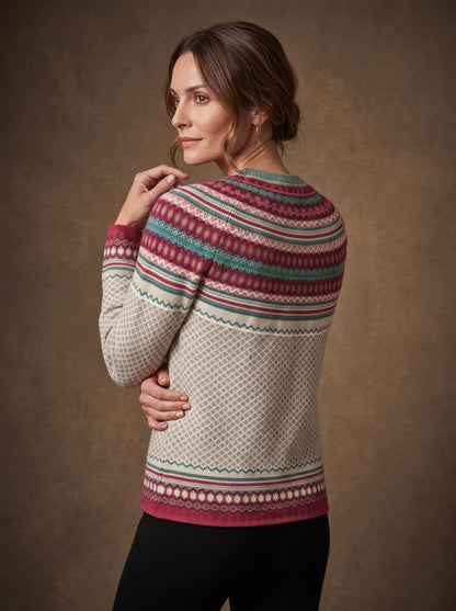 Cream Berry Yoke Cardigan