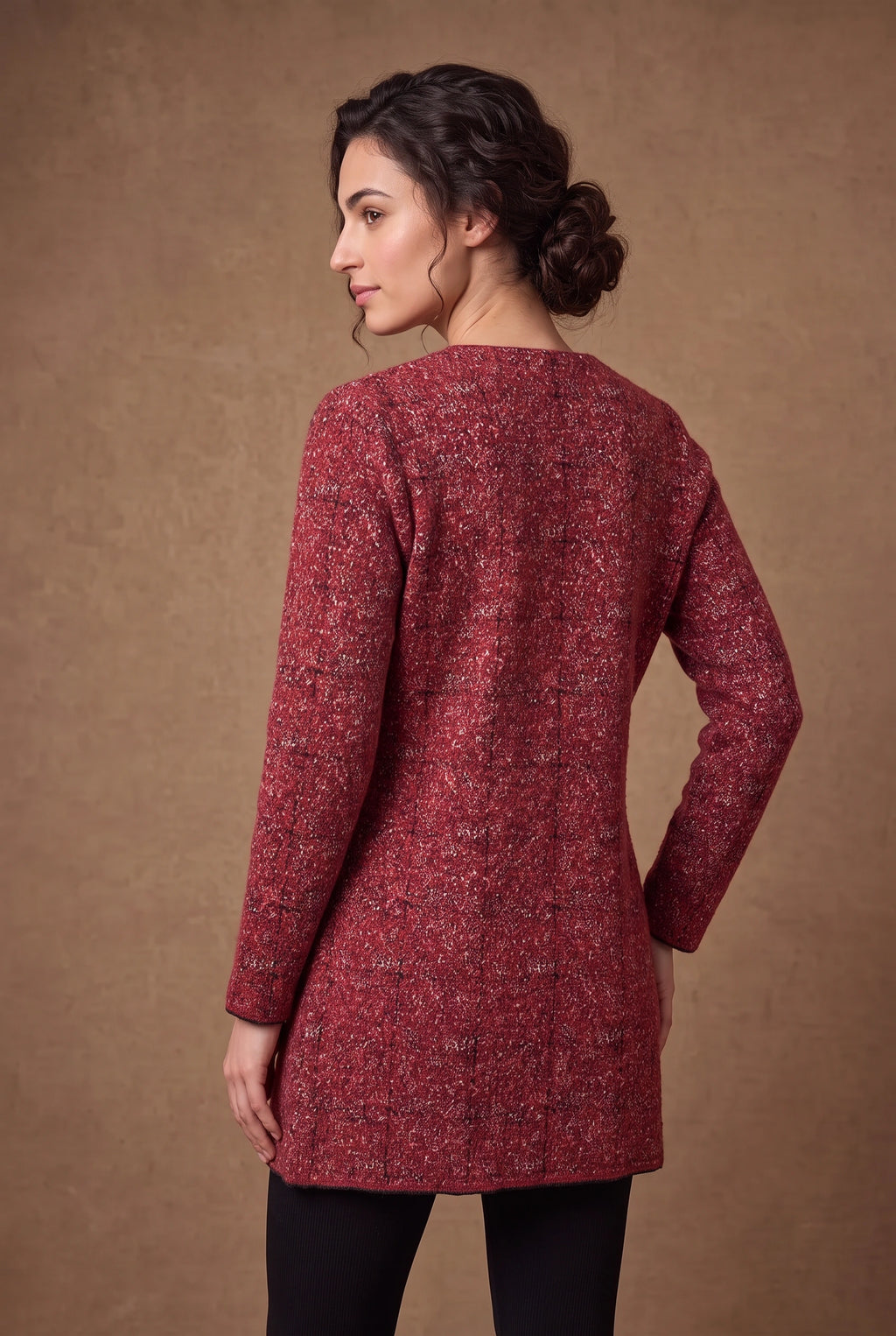 Lachi Women's Tweed Longline Knitted Cardigan
