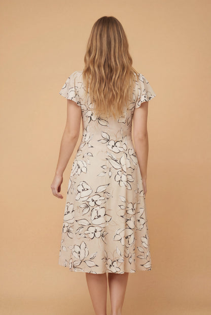 Beige Garden Twirl Dress