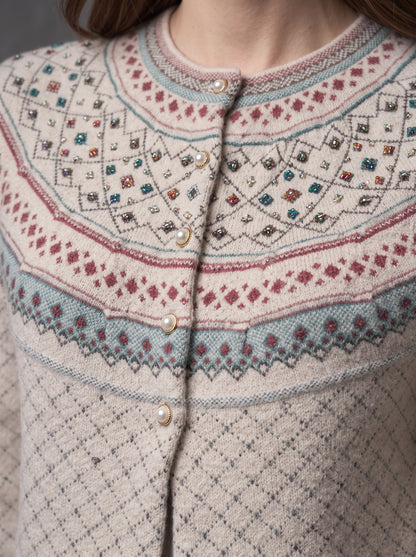 Cream Alpine Diamond Cardigan