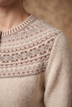 Cream Mocha Fair Isle Yoke Knitted Cardigan 2