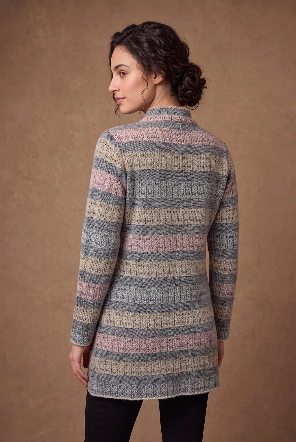 Lachi Women's Multicolour Striped Knitted Cardigan