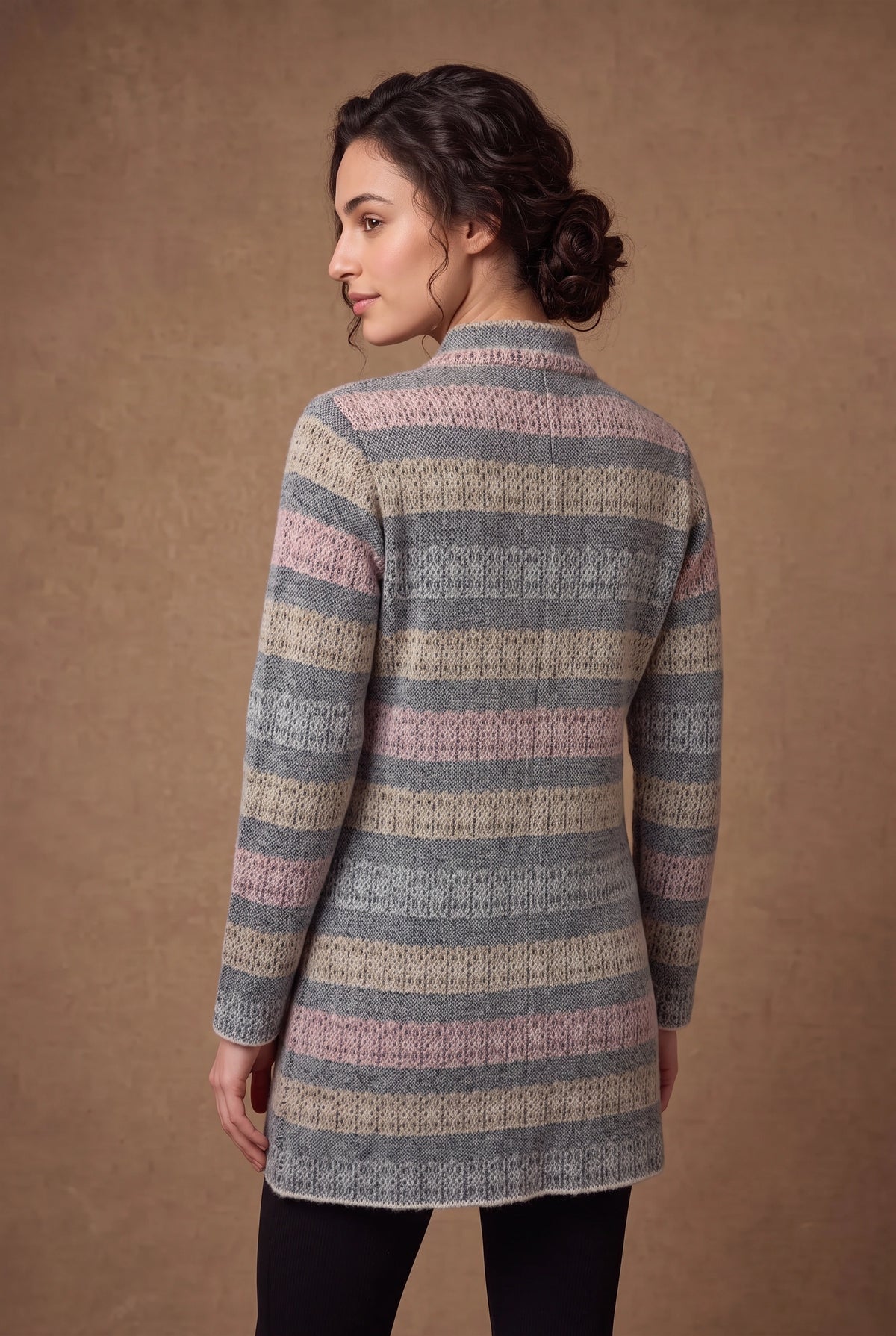 Lachi Women's Multicolour Striped Knitted Cardigan