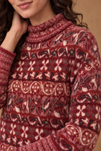 Lachi Women's Crimson Fair Isle Jacquard Knitted Tunic