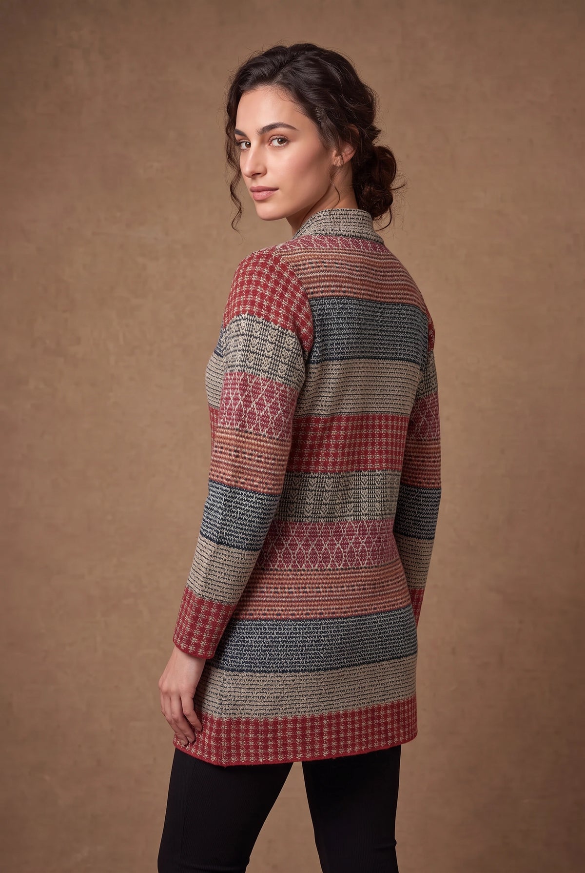 Lachi Women's Jacquard Striped Knitted Cardigan