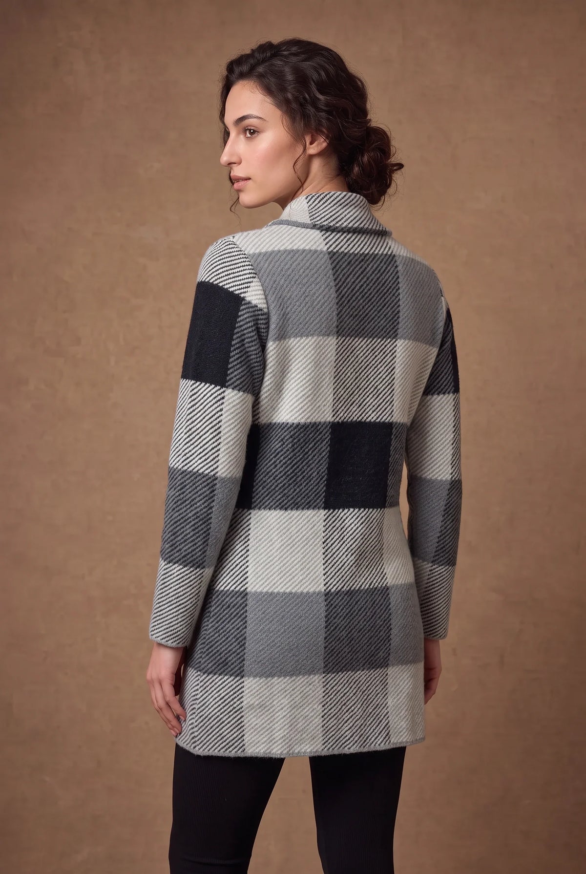 Slate Check Acrylic Knit Cardigan 2