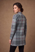 Grey Tartan Check Longline Knitted Cardigan 2