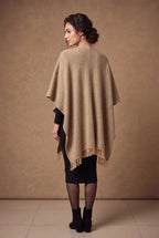 Beige Tweed Fringed Poncho 2