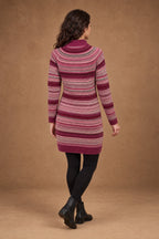 Lachi Women's Pink Fair Isle Striped Knitted Kurti