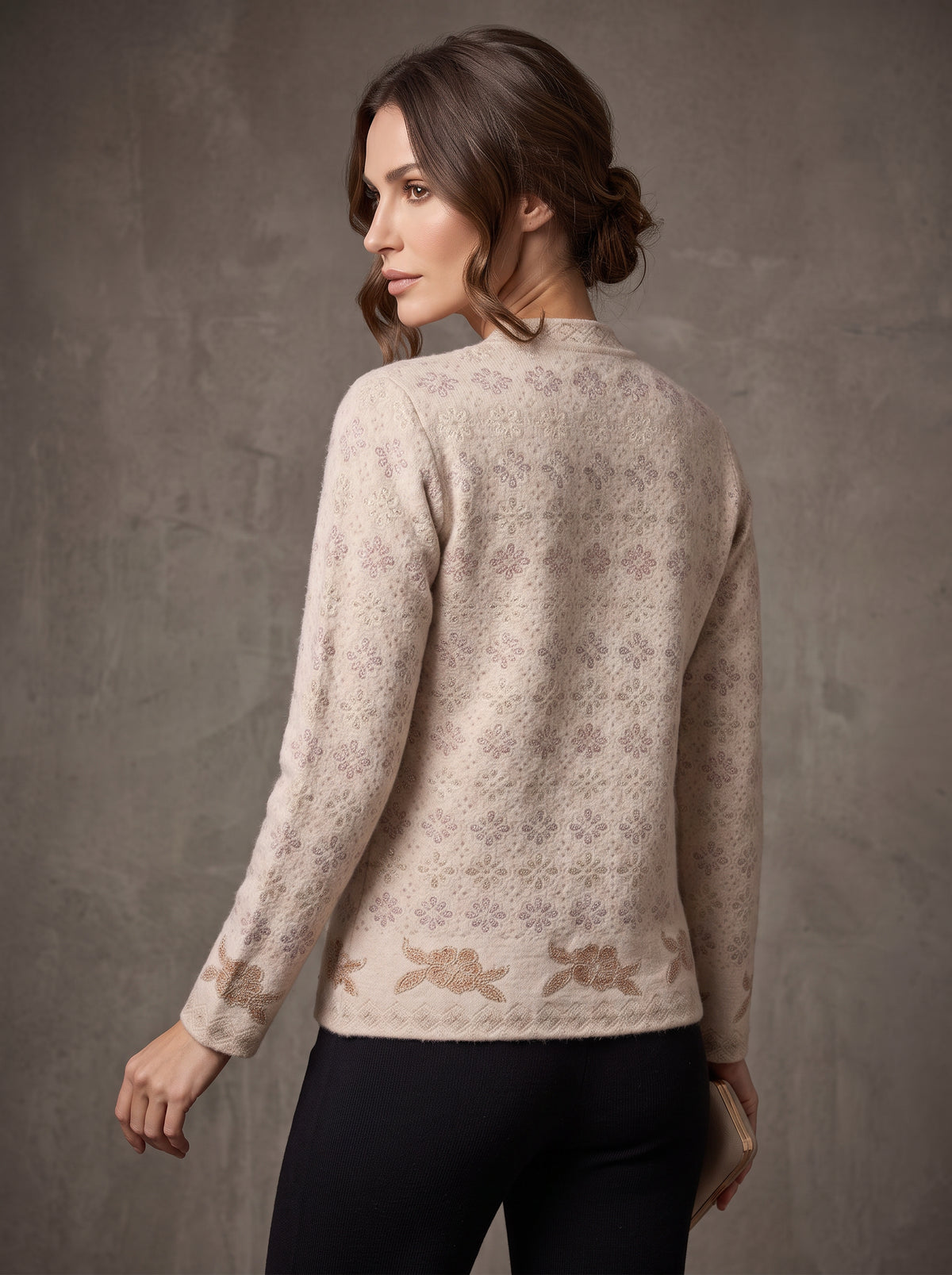 Ivory Gold Vine Cardigan
