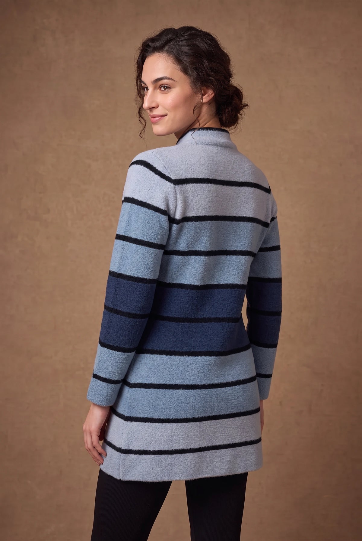 Lachi Women's Navy Striped Knitted Cardigan